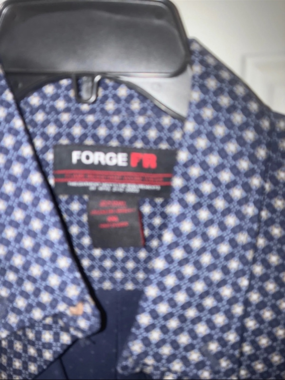 Men's Navy Patterned Button-Up Jacket - Picture 3 of 4